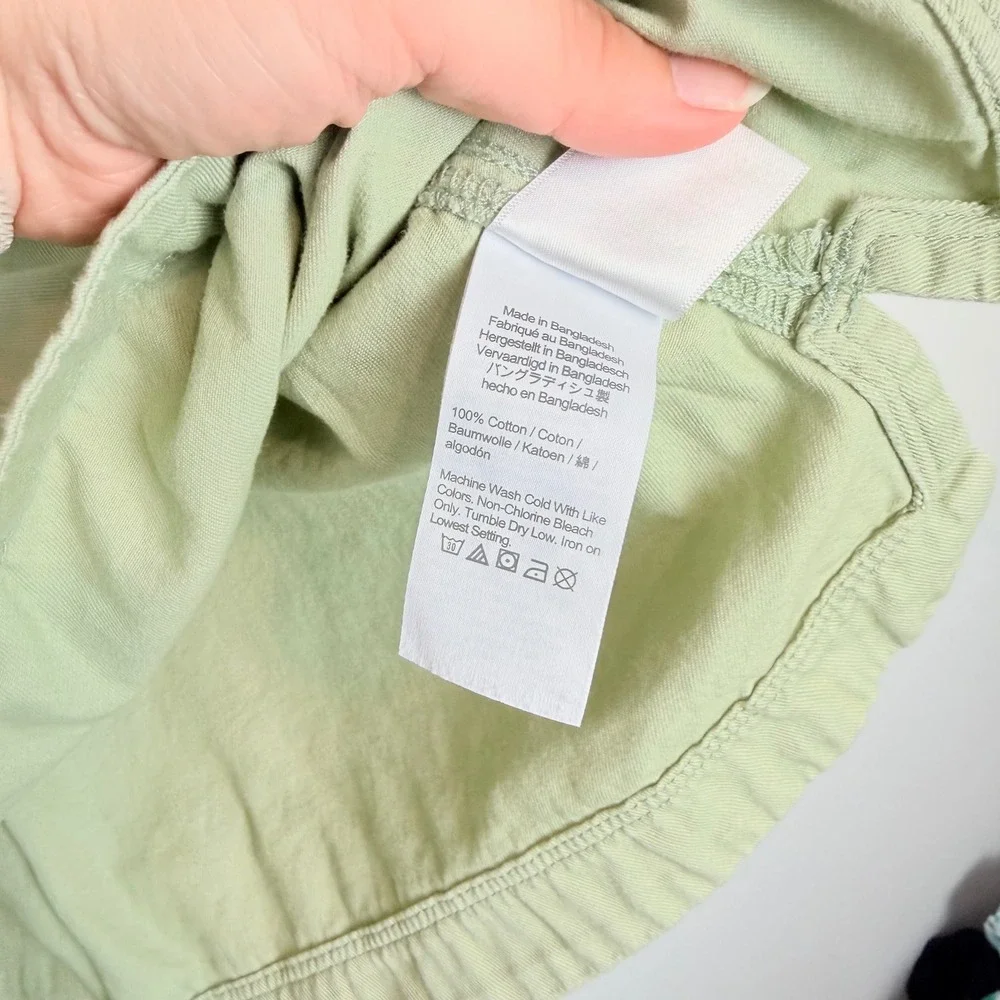 Crewcuts J.Crew Girls Sage Green Cotton Utility Shirt Dress Size 7 Short Sleeve